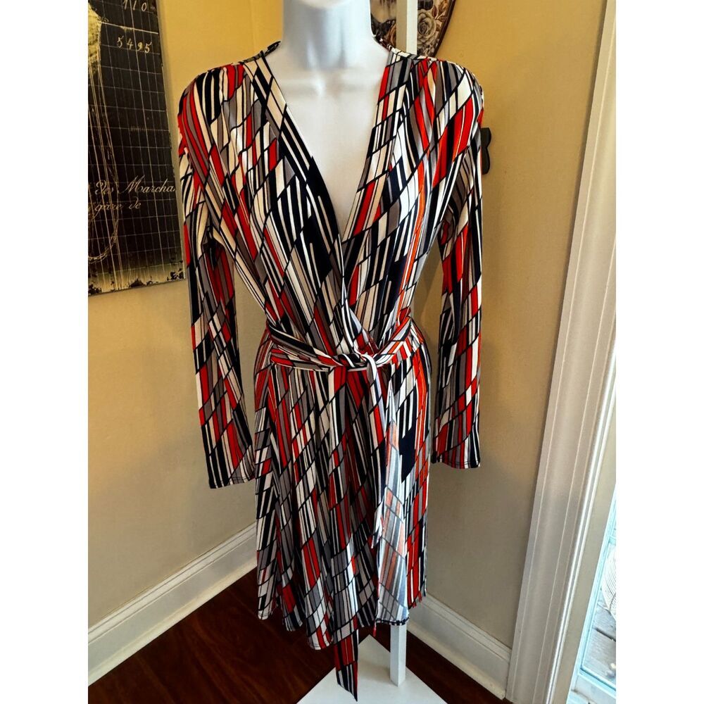 Gorgeous S-Twelve wrap dress size medium long sleeves striped